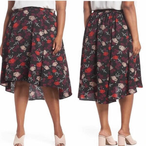 Sejour Flowy High low Floral Skirt Fairy Gothic Plus Size 1X NWT